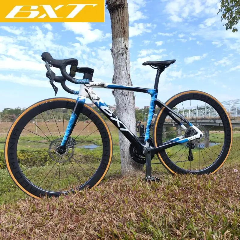 BXT Carbon Road Bike Disc Brake SHIMANO R7000 Fully Hidden Cable Routing Racing Bike Disc Brake Carbon Road Bicycle 2*11 speed