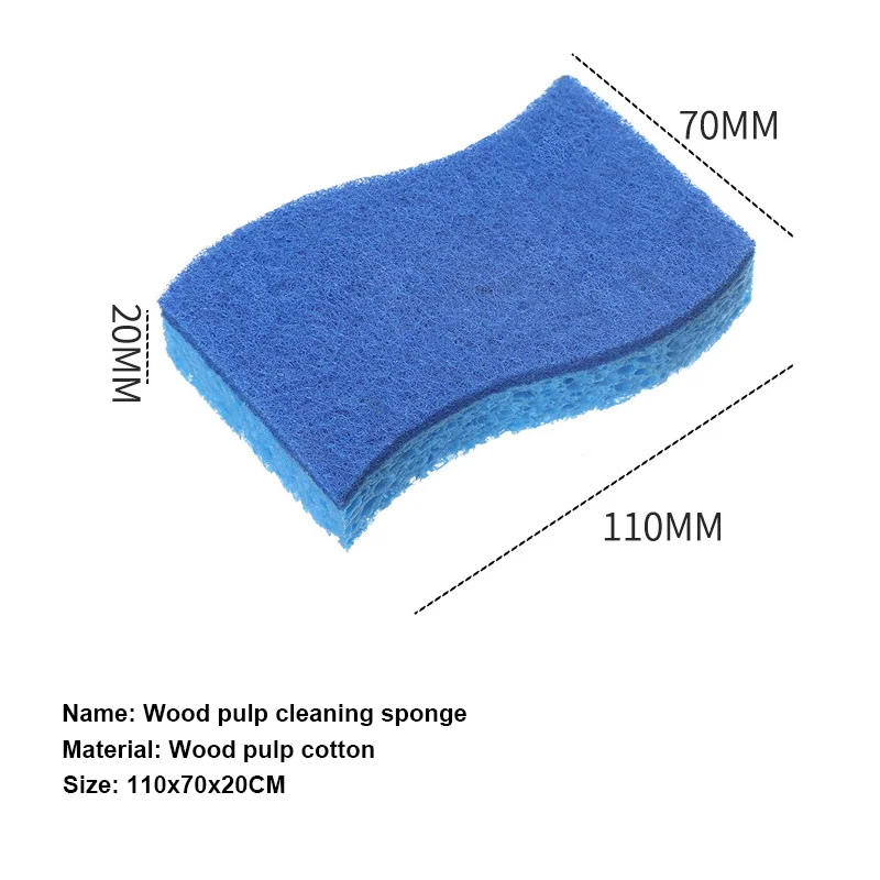 Strong Water Absorption Natural Plant Fibers Wood Pulp Dish Washing Sponge Custom Design For Double Usage