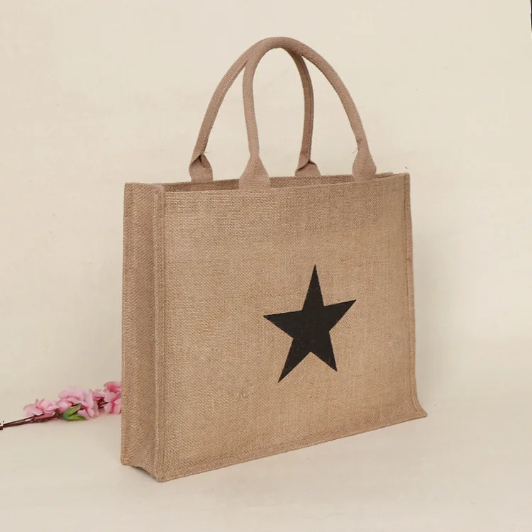 Factory wholesale reusable shopping jute tote bag with zipper