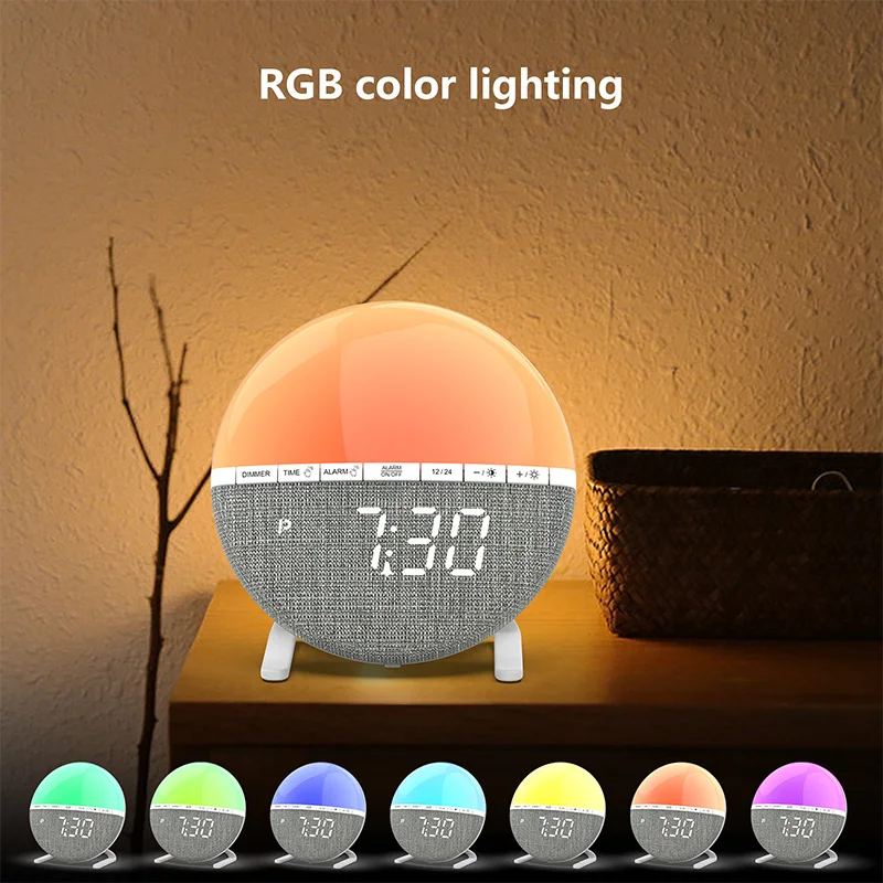 Hot Sale Simulated Sunrise Led Clock Colorful Light Wake Up Light Silent Intelligent Dedicated Light Alarm Clock Wake Up