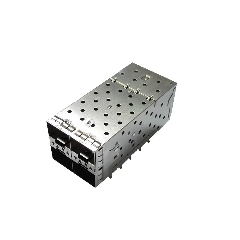 OEM SFP Cage 2*2  double layer connector without Light Pipe   high speed Crimp type SFP socket