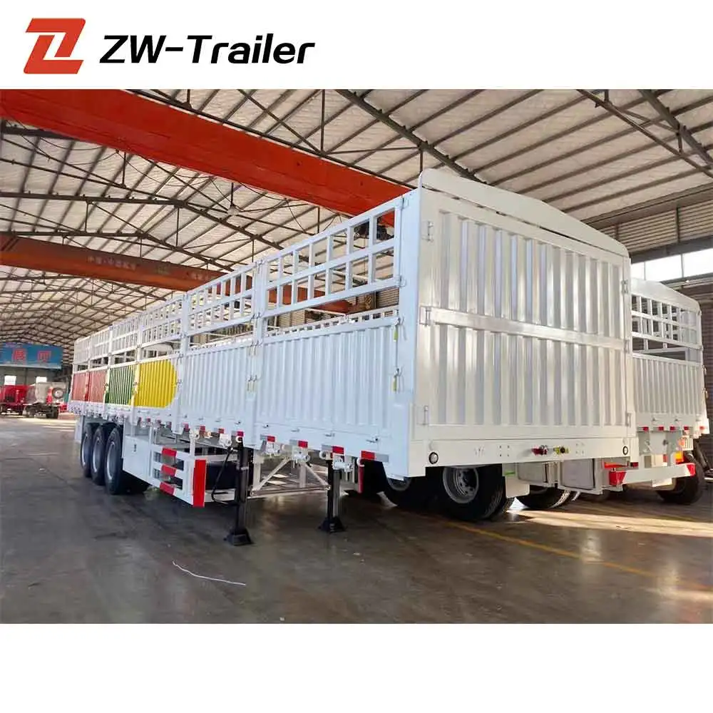 ZW Trailer Heavy Duty 3/4 Axle Bulk Transport Enclosed Cargo Fence Semi Trailer for Zambia