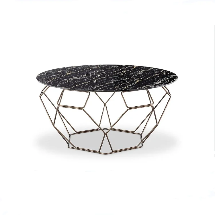Living Room Tempered Glass Ethiopian Design Table CoffeeSet Table Nordic Wrought Iron Marble Coffee Table