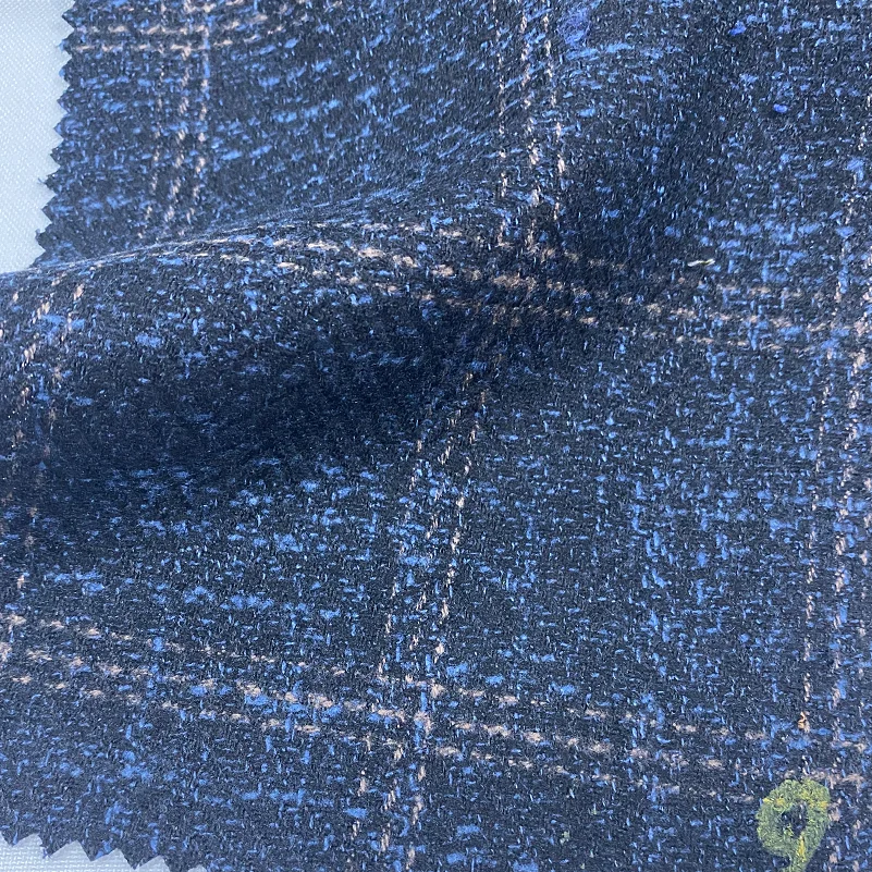 Hot Sale Woven Fabric 70 Polyester  30 Viscose Checks  Tweed Fabric Colorful Wool Blend Plaid Tweed Fabric For Coats