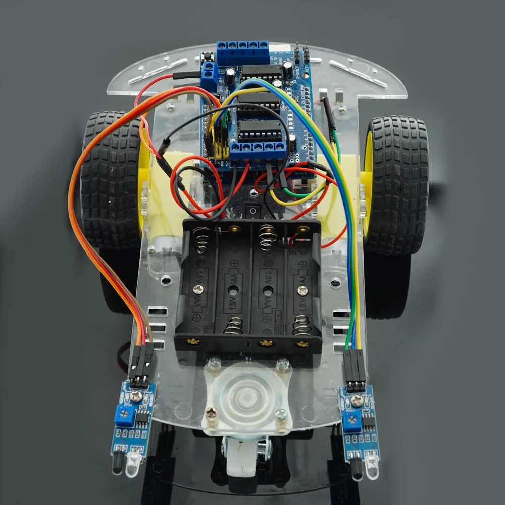 Okystar OEM/ODM 2wd RC Robot Car Obstacle Avoidance IR infrared detector Smart Robot Car Toy