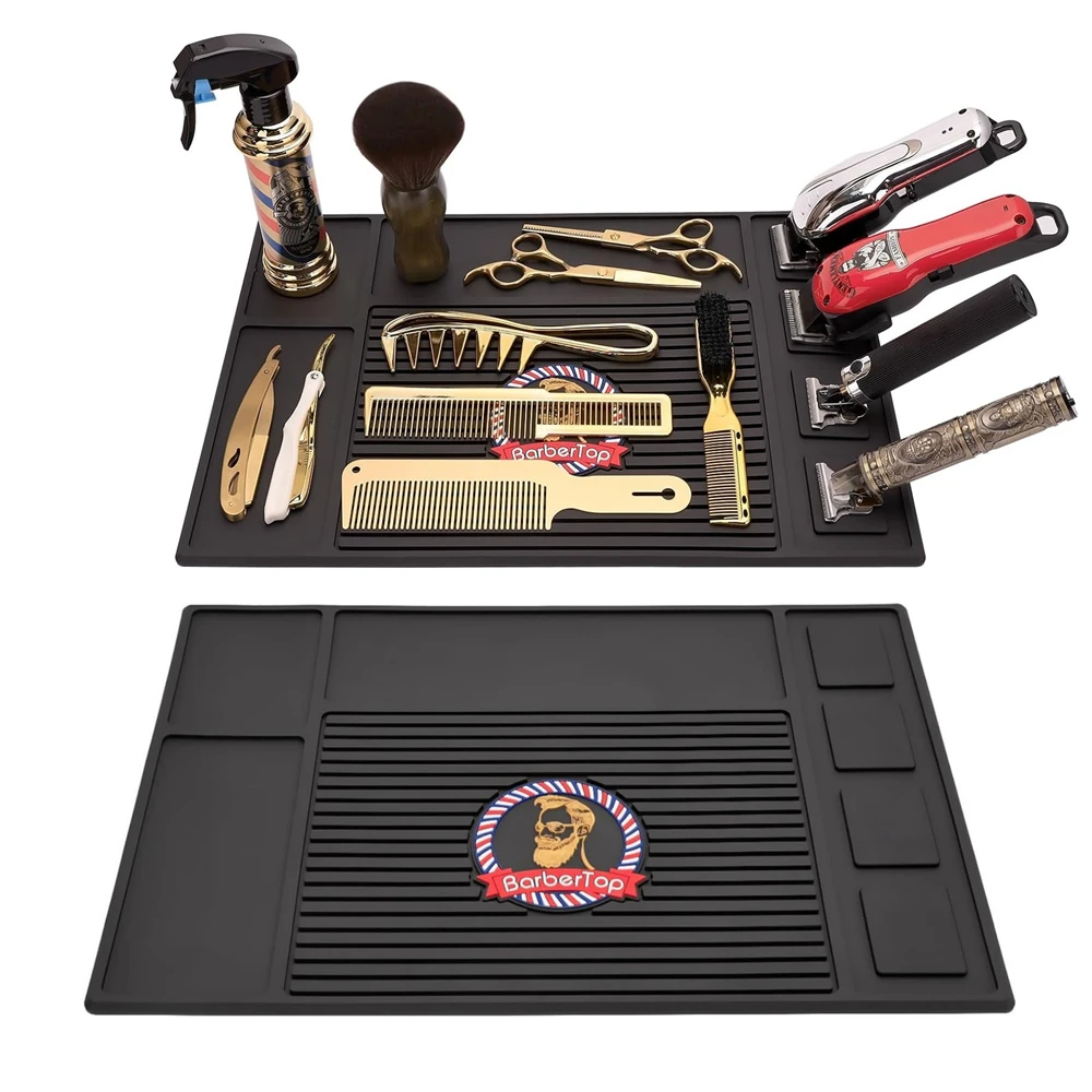 Barber Trimmer Magnet Mat Rubber Barber Organizer Mat Flexible Silicone Anti Heat Magnetic Barber Mat for Clipper