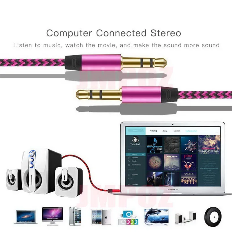 3 5 мм Aux кабель мульти-цветной USB с нейлоновой оплеткой аудио разъем на обоих концах для подключения внешних устройств к автомагнитоле шнур динамиков карты компакт-дисков MP3 игроков кабели