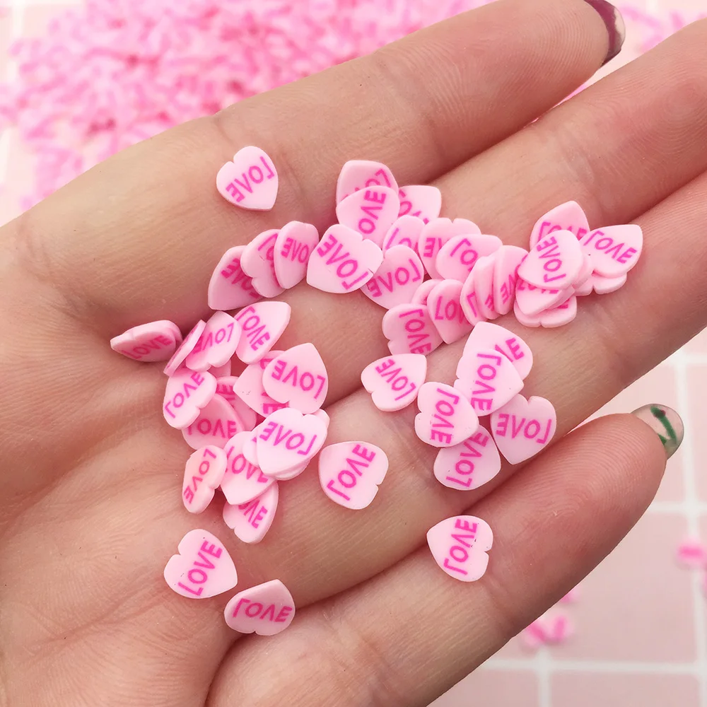 
500g/bag Hot Polymer Clay Love Heart Slices Red/Pink 5mm Slime Hearts Sprinkles for Crafts DIY Making Nail Art Stickers Wedding 