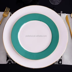 Custom printing ceramic assiette plates porcelain wedding dish gold