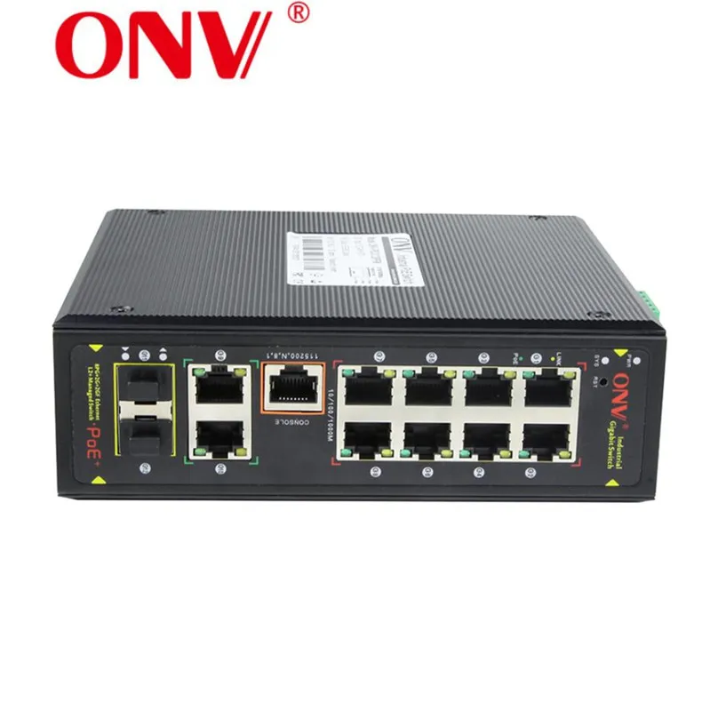  Управляемый Промышленный Коммутатор Ethernet POE с 12