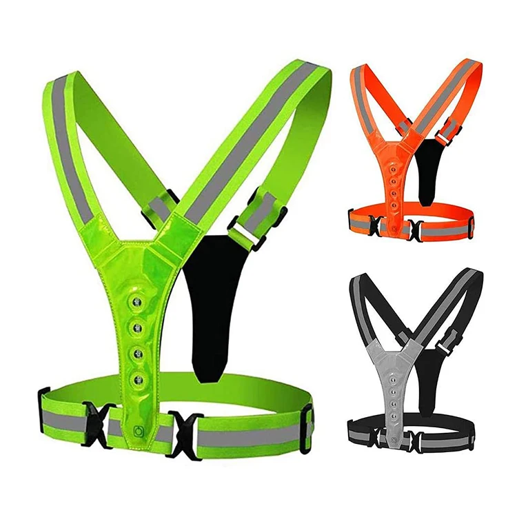 Лидер продаж, светодиодный светоотражающий жилет для бега, для бега, зарядка через USB, легкий защитный жилет с 3 режимами освещения