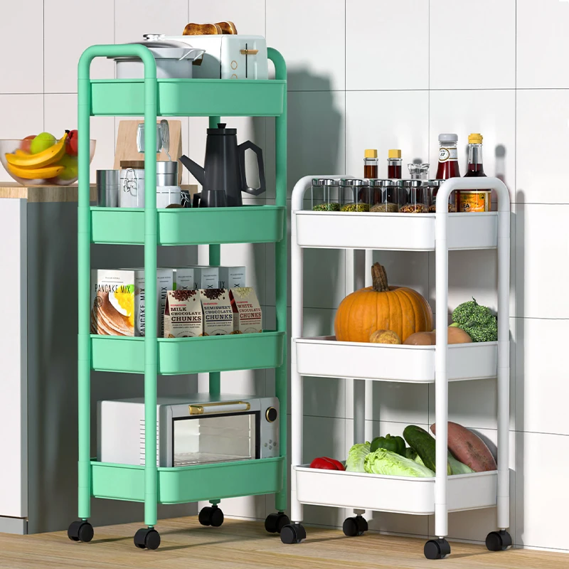 Portable 3 Tiers Household Bathroom Cleaning Product Storage Rack Holder Shelving Units Kitchen Plastic Hand Trolley Cart