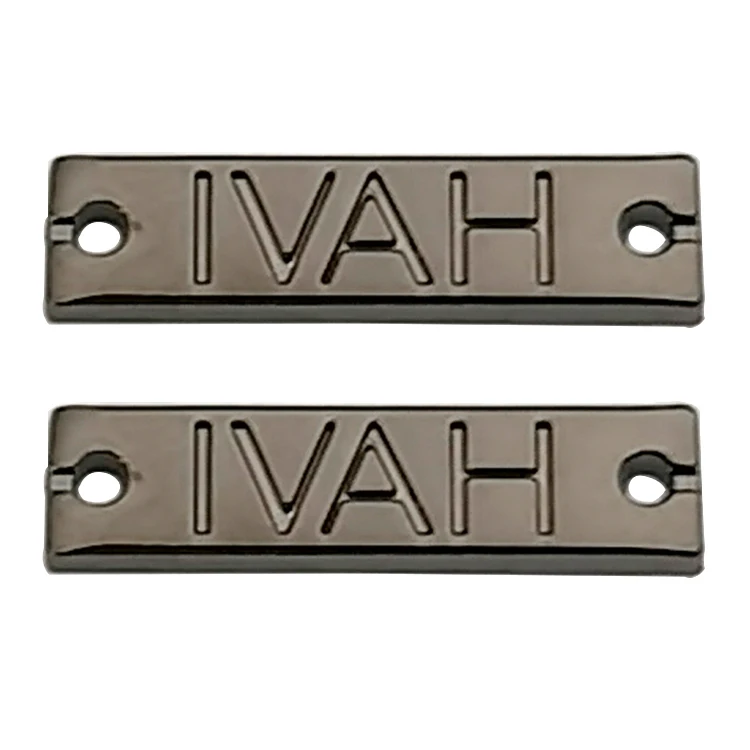Clothing Accessories gun color brand metal tag custom engraved sewing metal logo labels tags for swimwear clothes