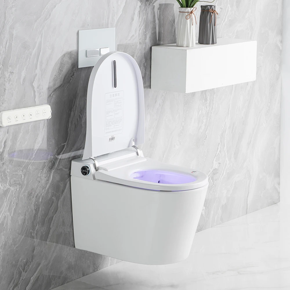 Intelligent white color wall mounted push button toilet price