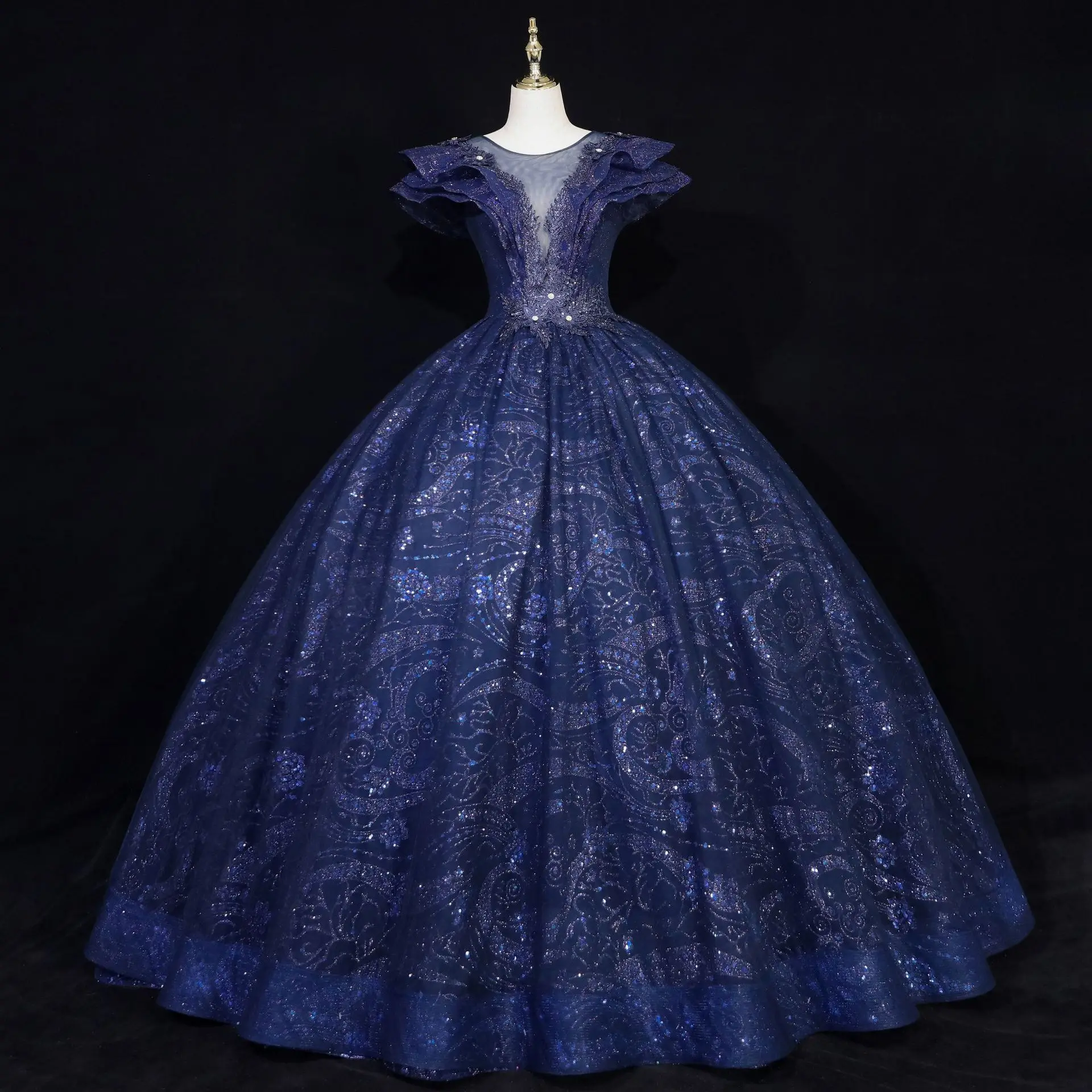 Nanchang Auyan Royal Blue and Pink Color Skirt Dress Long Wedding Dresses Elegant For Women
