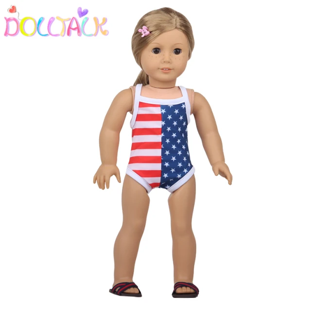 Hot Selling 18 Inch American Doll Girl Accessories American Flag Swimsuit Doll Clothes