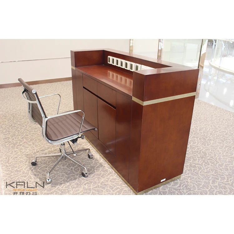 hot selling factory direct price customized green material solid wooden reception table office small lobby desk front counter