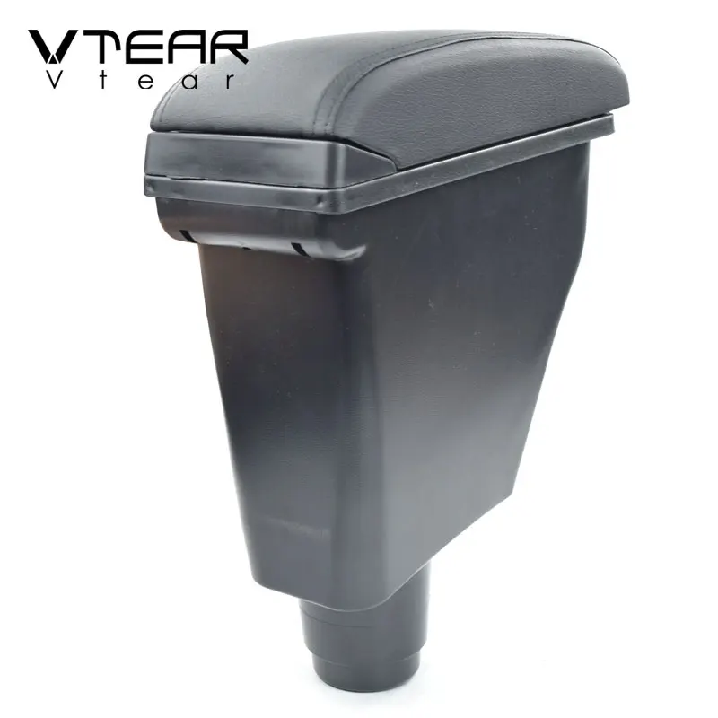 Vtear For dacia renault logan armrest box console box USB Charging heighten Double layer storage box car accessories 2020