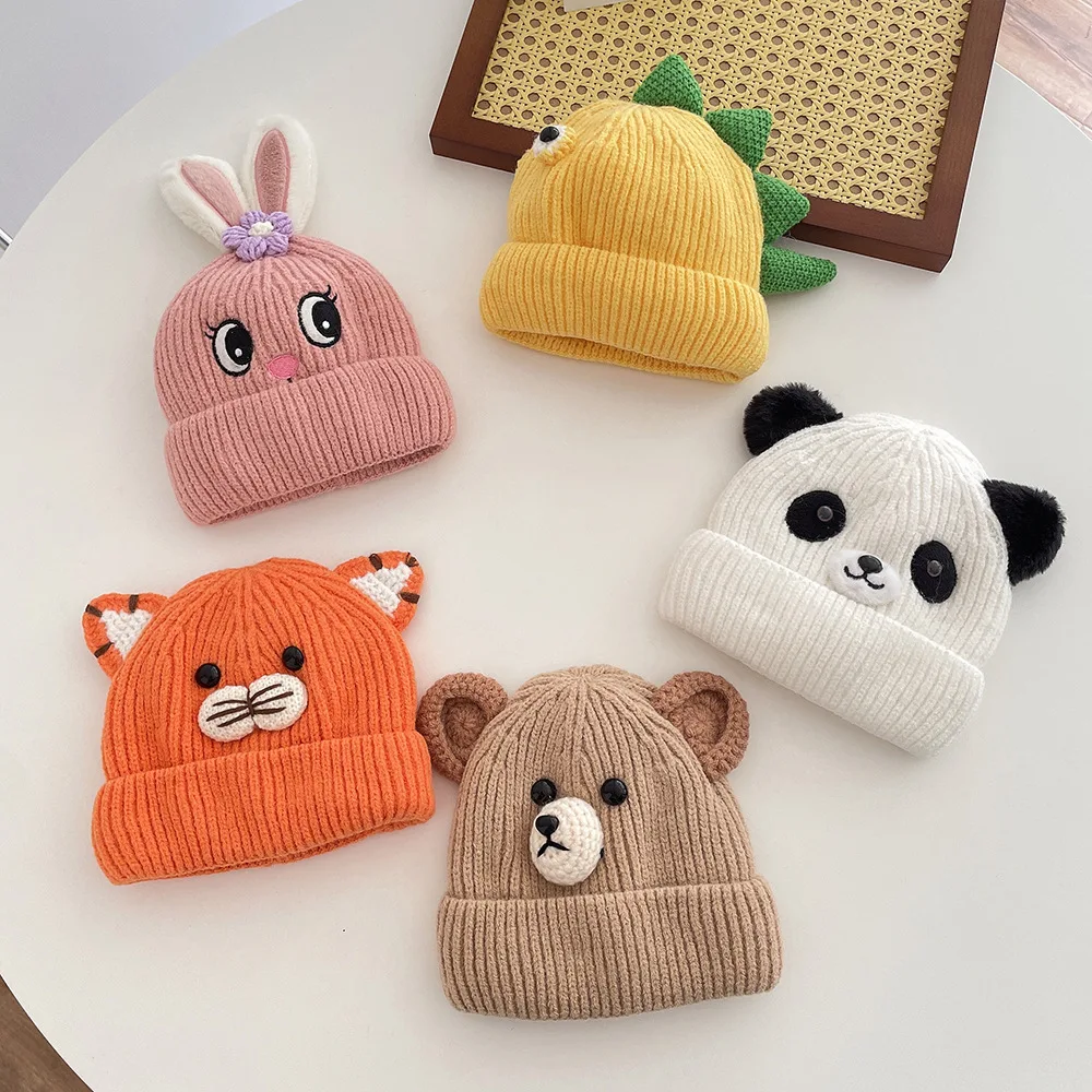High Quality children 3D cap wool cute cartoon winter warm kids knitted beanie hat