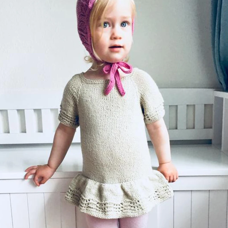 British style baby dress set Cotton baby knit skirt Vintage lace baby sweater
