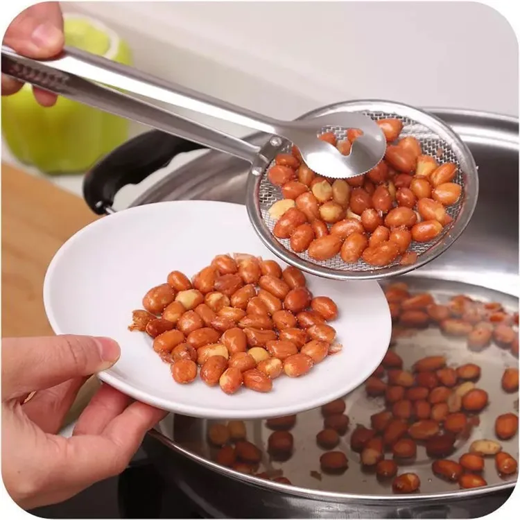 Hedan Factory Stainless Steel Clamp Strainer Filter Spoon Clip Food Kitchen Oil-Frying Salad BBQ Filters