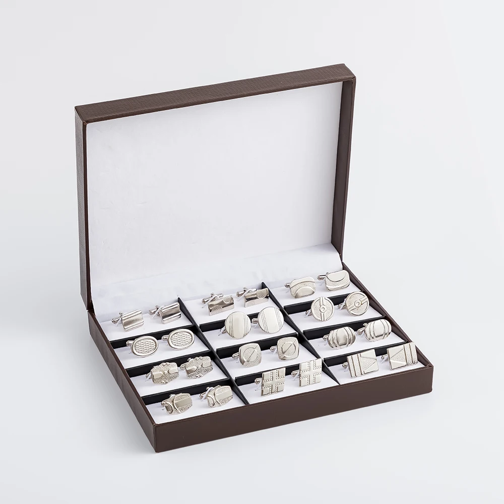 JINJIE wholesale cheapest silver and gold color  iron material cufflinks for men with gift box