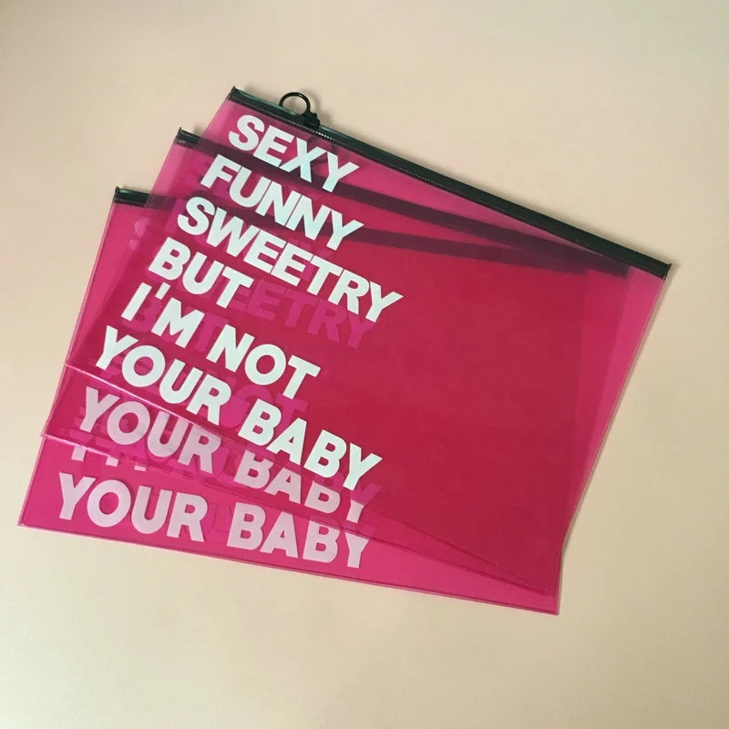 Pink Frosted Zipper Leggings Packaging Bags Horizontal Plastic Bags with Frosted-Zipper for Packed Leggings New Design