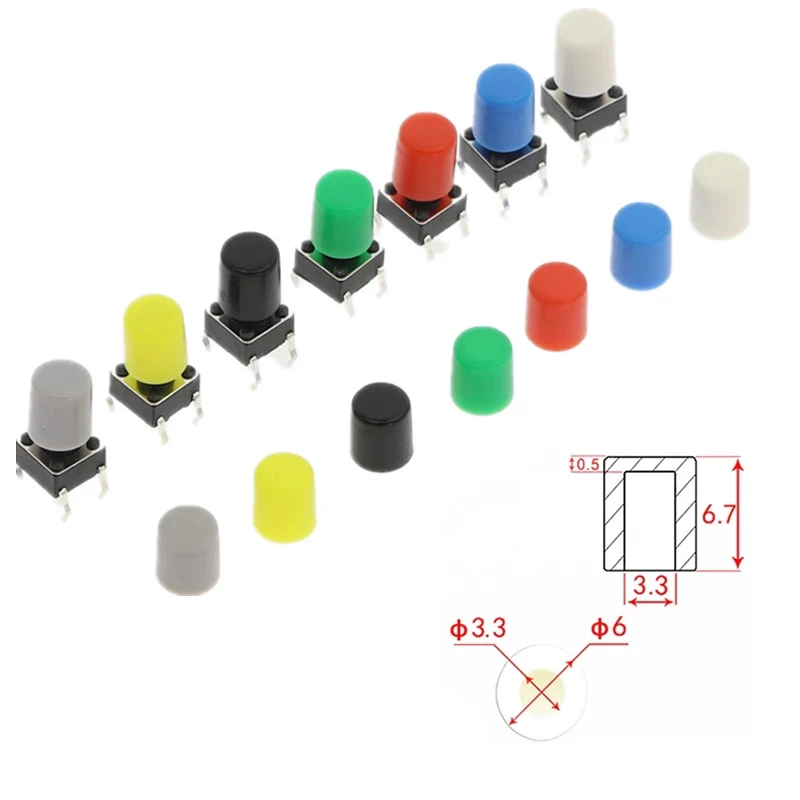 Free shopping 7 Color Plastic Cap Hat Kits G62 for 6*6mm Tactile Push Button Switch Lid Cover