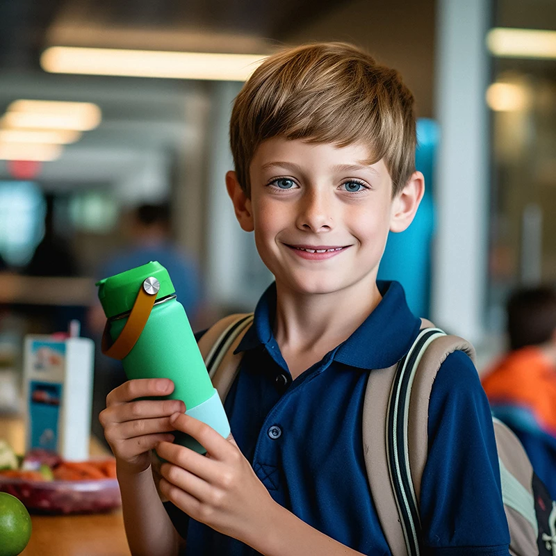 14oz Stainless Steel Kids Water Bottle Tumbler Thermos Mug Thermal Water Bottle with Straw Double Wall Vacuum Tumbler Leakproof