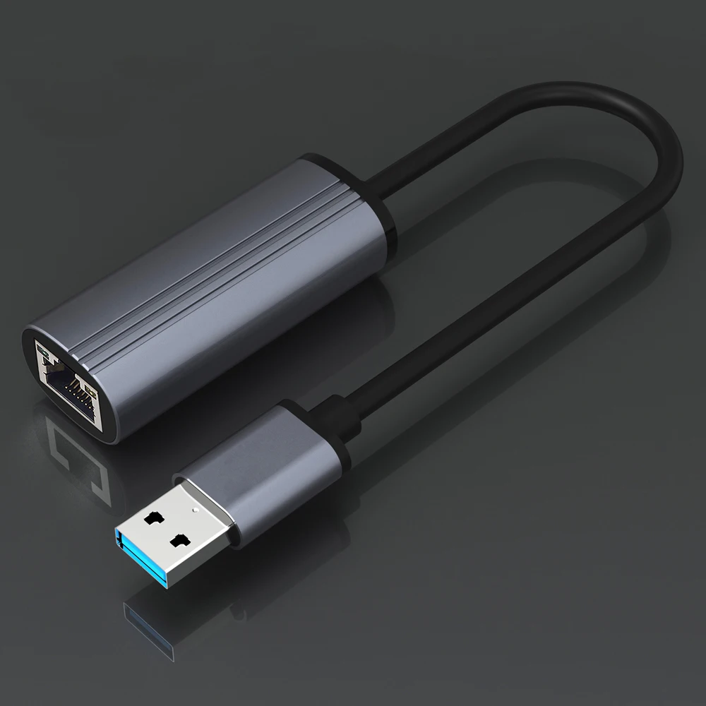 Black Aluminum Alloy Mini USB A USB C to RJ45 Ethernet Adapter USB 3.0 Hub