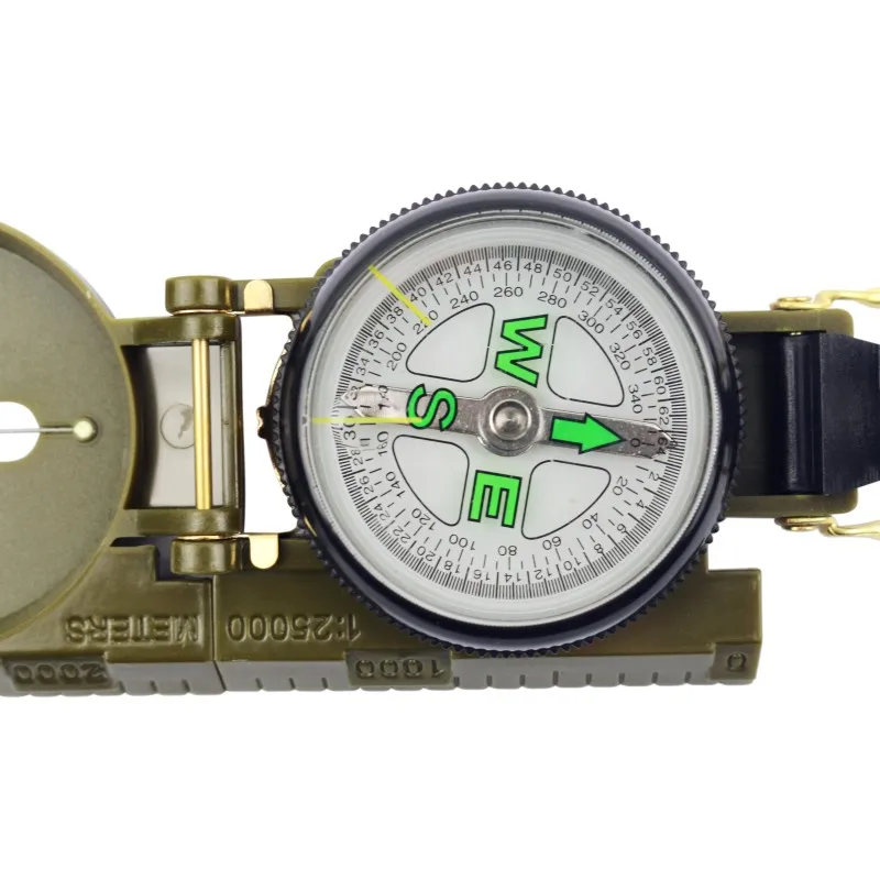 Wholesale multifunctional clamshell outdoor travel magnifying glass scale hanging ring finger needle6108