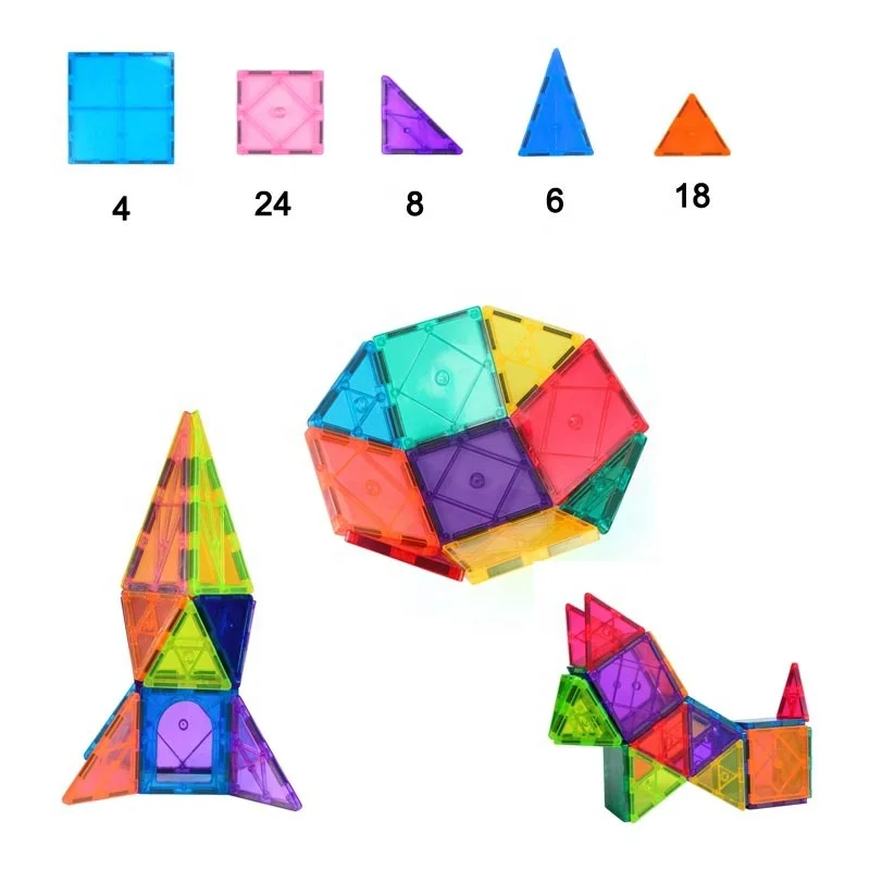 3D DIY Construction Toys Plastic Magnetic Building Blocks Set Magnetic Tiles Magnet Kids Toys Color Box