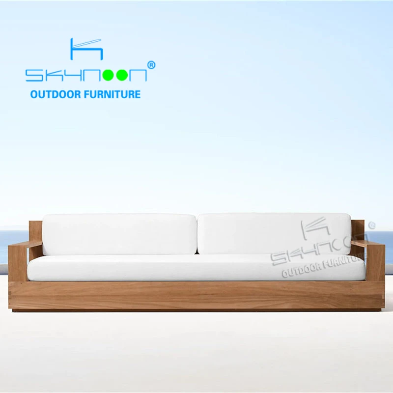 Modern luxury outdoor furniture teak living room villa patio garden sofa customizable all-weather teak outdoor sofa(T48002B)