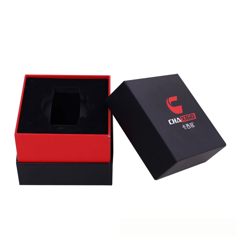 Luxury OEM Reusable Cardboard Carton Biodegradable base lid fashion watch products black rose gold foil box gifts boxes