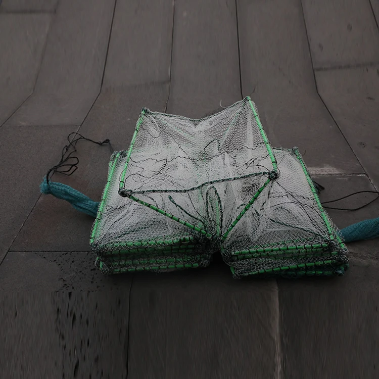 Fast Delivery Commercial Foldable PE Mesh Crab Fish Pot Shrimp Crayfish Spring Trap 22cm*35cm*29knots(102yarn)