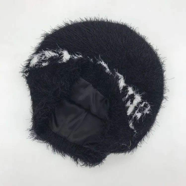 Custom Mohair  Winter Hat Outdoor Unisex Mohair Material Beanie Hat