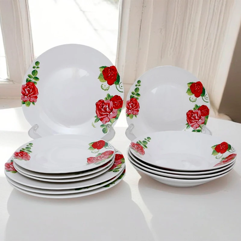 18 Pieces Porcelain Dinnerware Set Ceramic Fine Porcelain Square Dinner Set With Dishes Plates