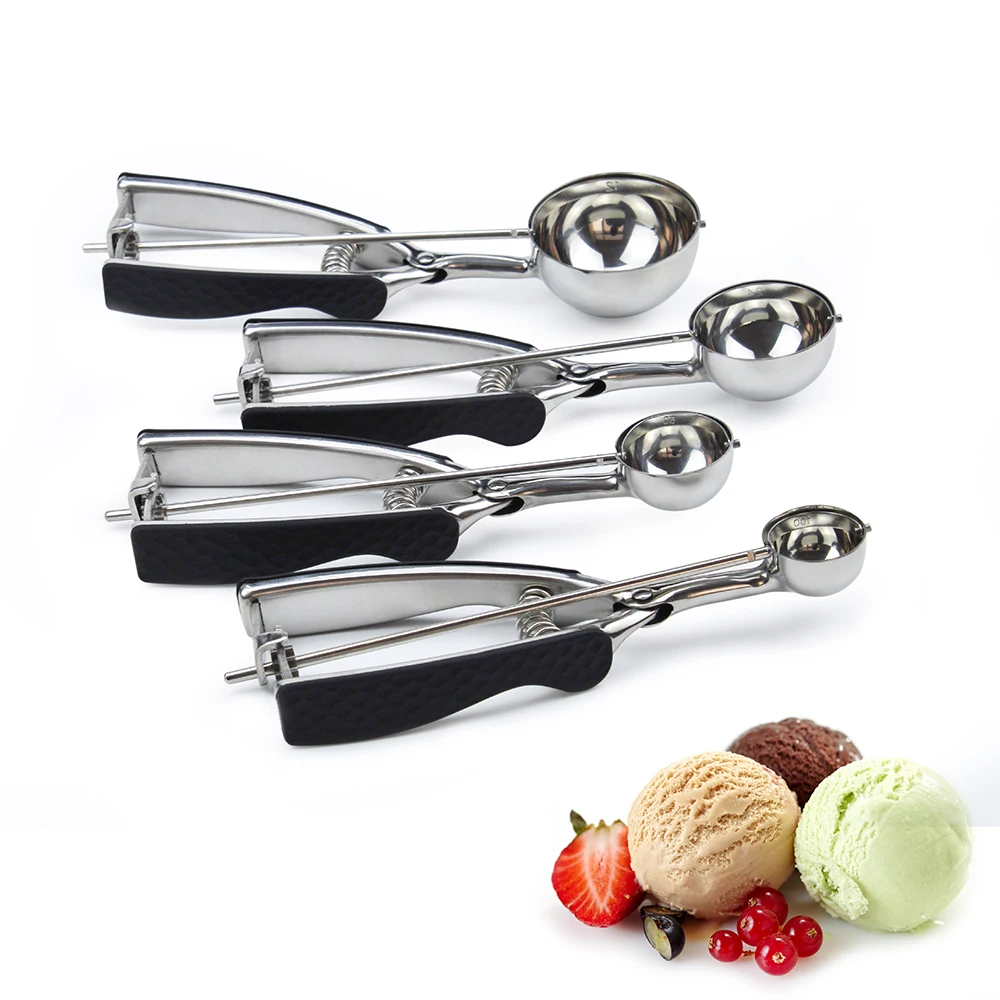 Wholesale Kitchen Ice Cream Tools 4 Pcs Stainless Steel Ice Cream Scoop Spoon Metal Ice Cream Scoop