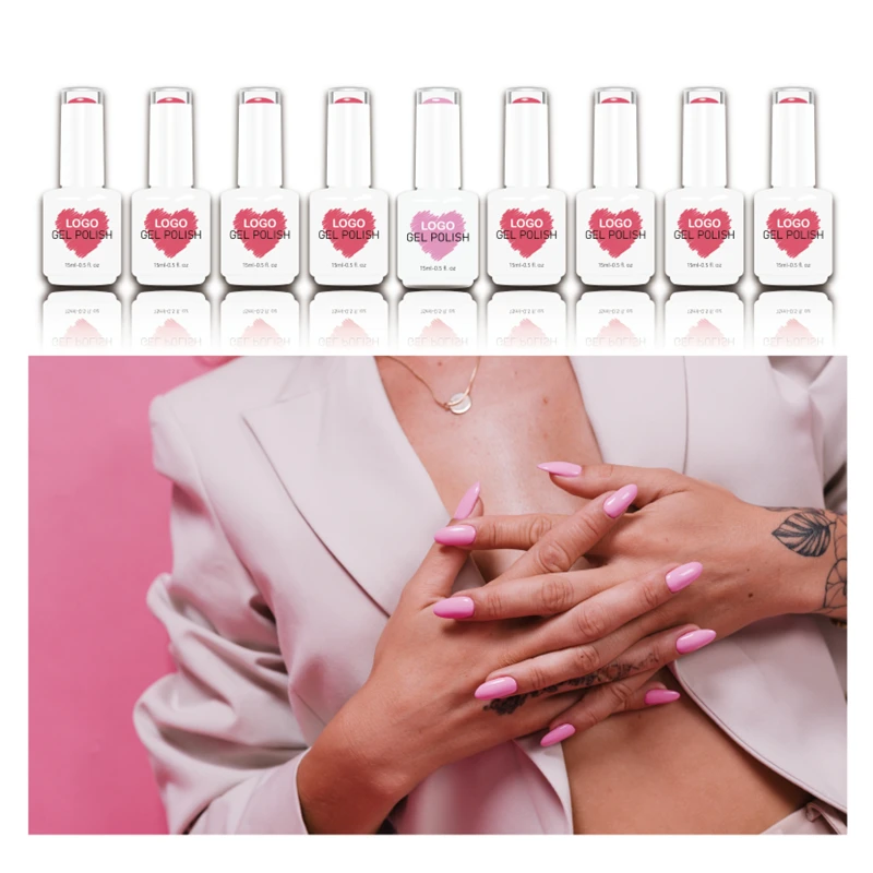 Custom logo gel nail polish 15ml free samples nail uv gel black and white round bottle