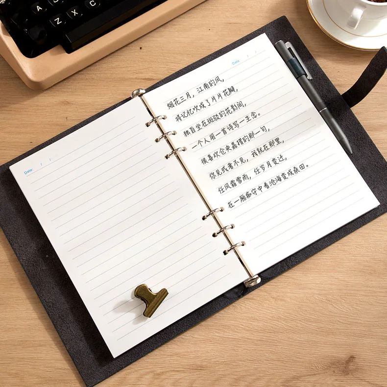 A5 A6 custom Vintage Second Layer Cowhide Handmade genuine leather Removable Business Loose-leaf diary journal Buckle Notebook