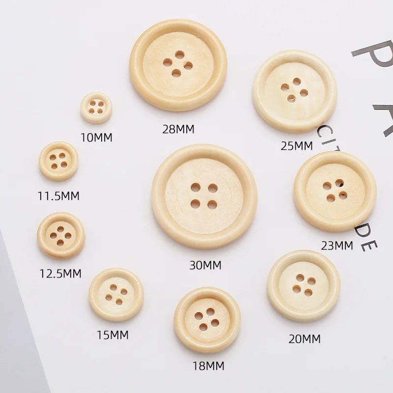 SAS Quality Control Round Custom Engraved Logo Natural Wooden Buttons for Shirt Coat Kids Clothes