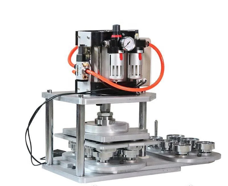 Pneumatic Semi-automatic Button Maker  with 58mm Round Mould 6/pcs Drop on One Time 25-75 mm
