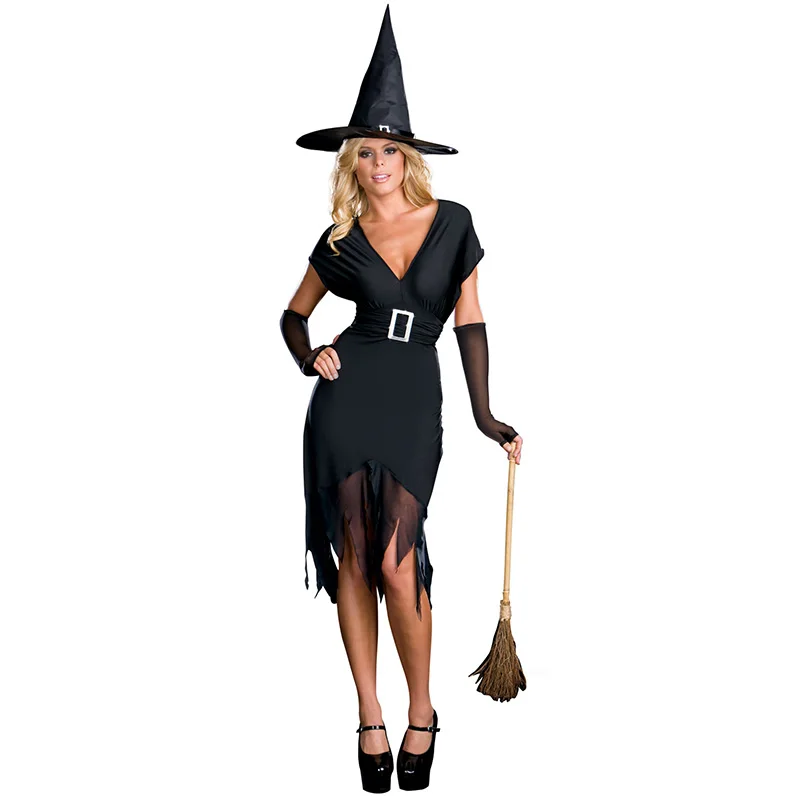 Factory hot sale black sexy adult women wicked devil witch costume