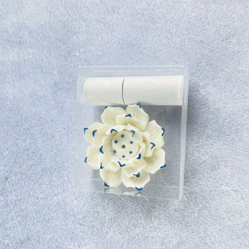 Ceramic  Home Decor Incense Stick Holder Buddhist Lotus Incense Censer Use Paper Tube Incense Stick Holder