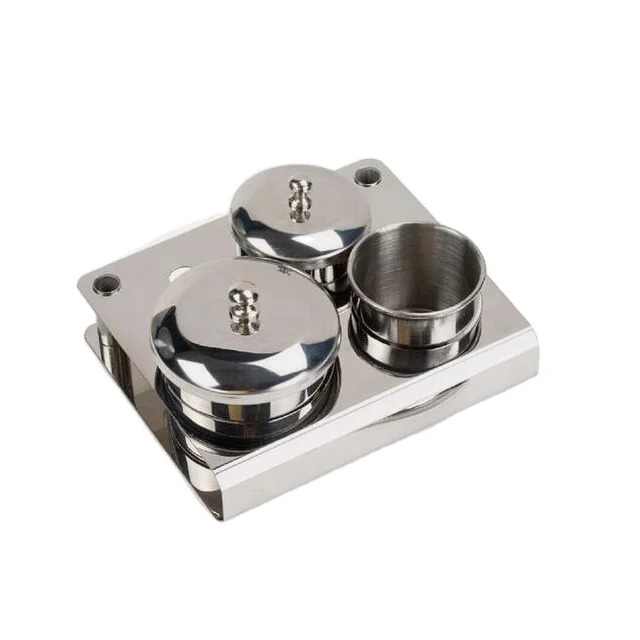 3PCS Mini Stainless Steel Acrylic Nail Cups Crystal Metal Dappen Dish Liquid Powder Holder Container for Nail Art