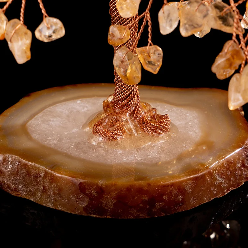 
Wholesale Natural Rose Quartz Stone Natural Citrine Fortune Tree Home Decoration Natural Agate 