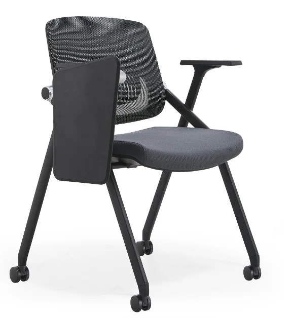 Ekintop Modern Stackable Metal School Training Chair Office Mesh Foldable Training Chair With Writing Tablet
