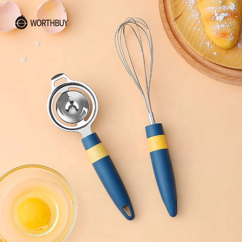 WORTHBUY Manual Egg Beater Stainless Steel Hand Mixer Egg Whisk Egg Separator Divider Kitchen Accessories For Baking Tools Set