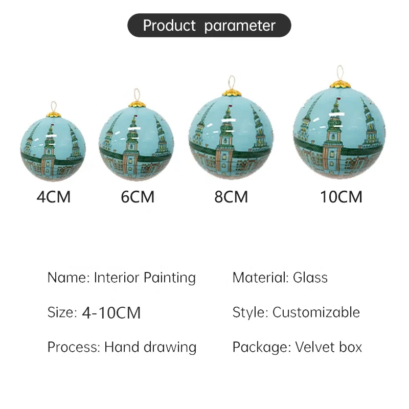 custom box wholesale various patterns christmas tree hanging christmas decoration supplies Hand drawn glass balls