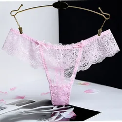 Wholesale Breathable lace material sexy transparent panties girls g-string